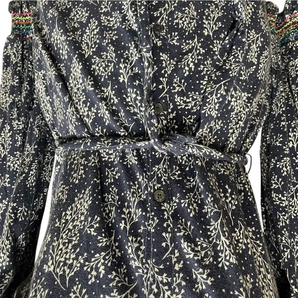 Boden Womens Navy Smocked Detail Jersey Tie Waist Cottagecore Dress Size 8R‎ - Image 4