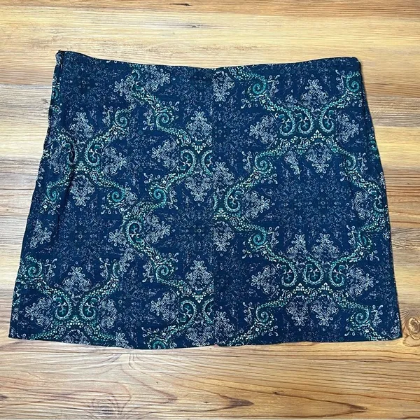 Free People Take It Easy Y2K Boho Festival Paisley Mini Skirt Blue Green Wrap 10 - Image 5