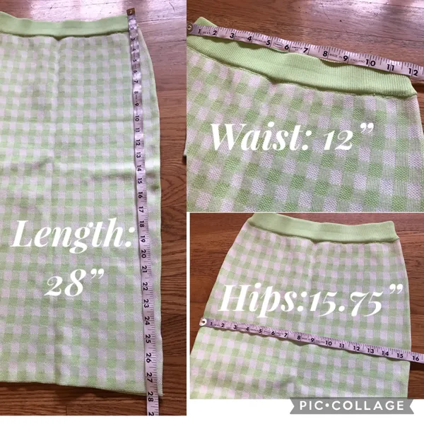 NWOT gingham knit skirt set in lime green size M - Image 5