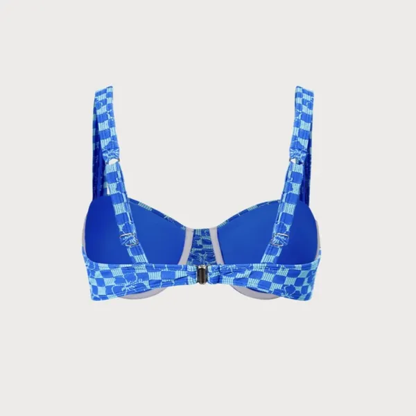 BERLOOK Blue Plaid Jacquard Underwire Bikini Top AND BOT 12 - Image 9