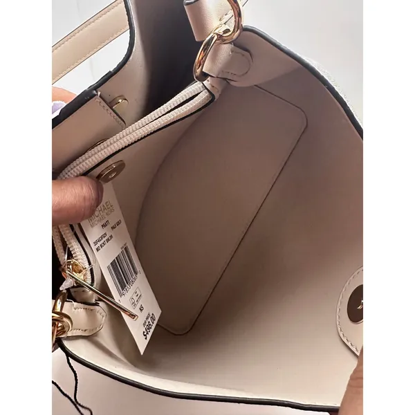 Michael Kors Pratt Medium Bucket Shoulder Bag Tote Pale Gold MK Logo Purse NWT - Image 4