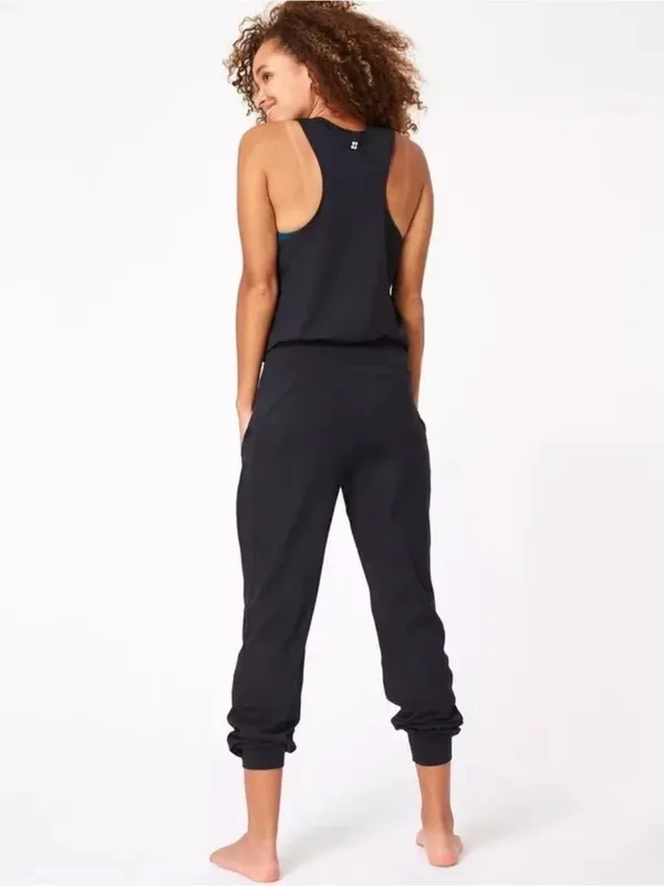 Sweaty Betty Jumpsuit Black Yoga One Piece, Size M, EUC - Image 2