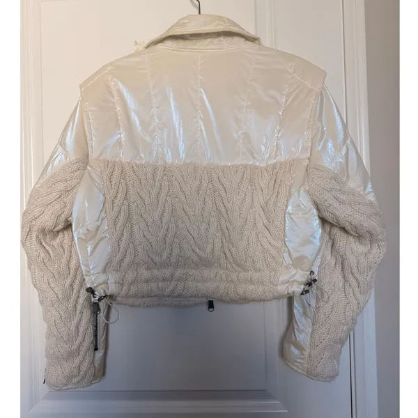 Free People Puffer Jacket Knit With It Quilted Knitted Ivory XS $298 Ski Winter‎ - Image 4