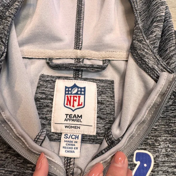 NFL Team Womens Indianapolis‎ Colts Full Zip Hoodie Jacket Small S Gray - Image 2