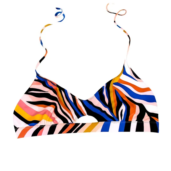 Hurley Zebra Print Bikini Top Multicolor Halter Swim Top Beach Resort Large EUC - Image 6