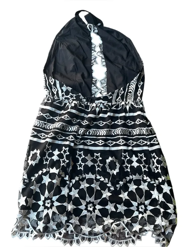 Jen’s Pirate Booty Embroidered Navy Halter Mini Dress - Image 4