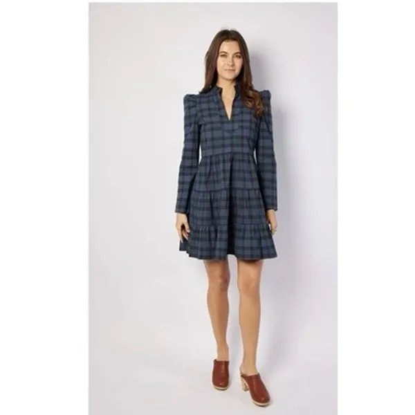 Sail To Sable Blackwatch Plaid Tunic Flare Dress Green Navy Tartan Womens Medium - Image 2