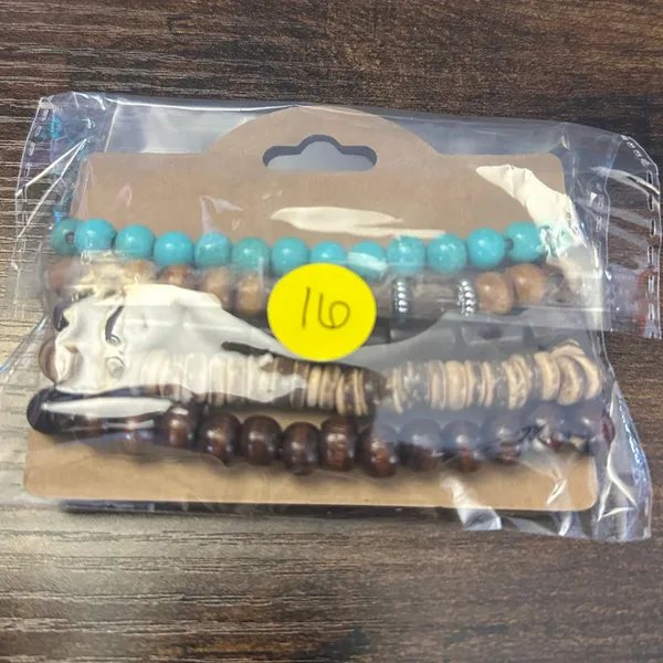 Turquoise and Brown Layered Beaded Bracelet Set Multiple - Image 4