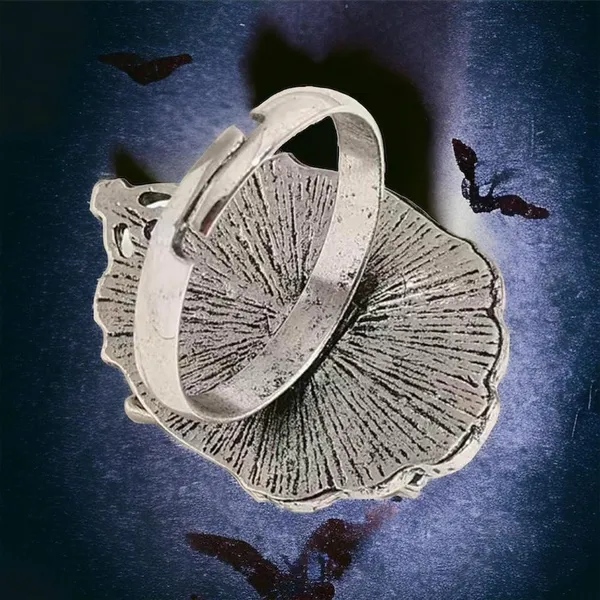 Bat Black Faux Gemstone Open Finger Adjustable Ring‎ Silver Plated Faux Fashion - Image 6