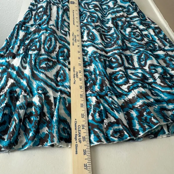 Studio West Womens Teal Brown Romantic Tiered Cotton Midi Skirt Size‎ M Boho - Image 6