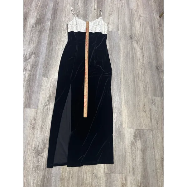 Vintage Jessica McClintock Gunne Sax Black‎ Velvet Ivory Sequin Dress Size 9/10 - Image 9