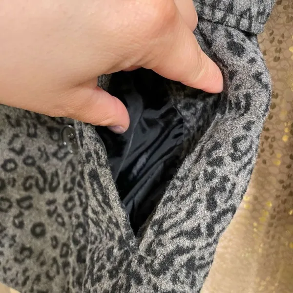 Moda International Victorias Secret Y2K Leopard Print Gray Black Peacoat Jacket - Image 5