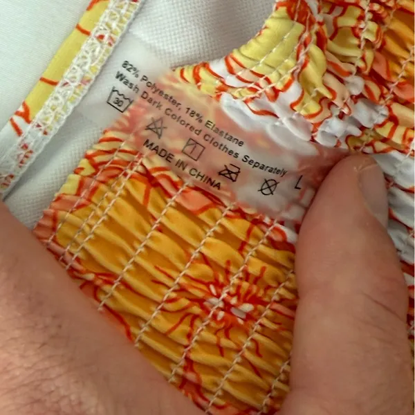 Orange floral ribbed bikini set Size L - Image 4