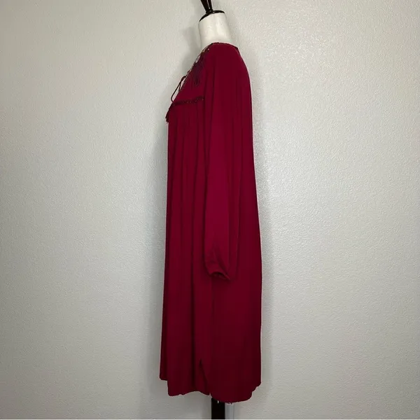 Dabenti Embroidered Sequins Burgundy Long Sleeves Midi Dress, Size XL - Image 5