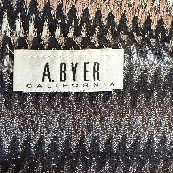 A. Byer Knit Tank Top M Black Grey Zigzag Chevron Metallic Y2K Indie Glitz Lurex - Image 6