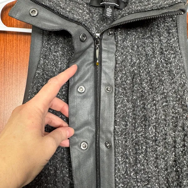 White House | Black Market Women Grey Sleeveless‎ Sweater Tunic Vest SP Textured Layer Minimalist Fall - Image 3