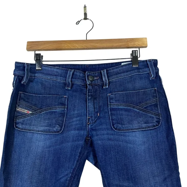 Diesel Wenga Solid Straight Leg Jeans Blue Y2K Low Rise Patch Pockets Size 30 - Image 2
