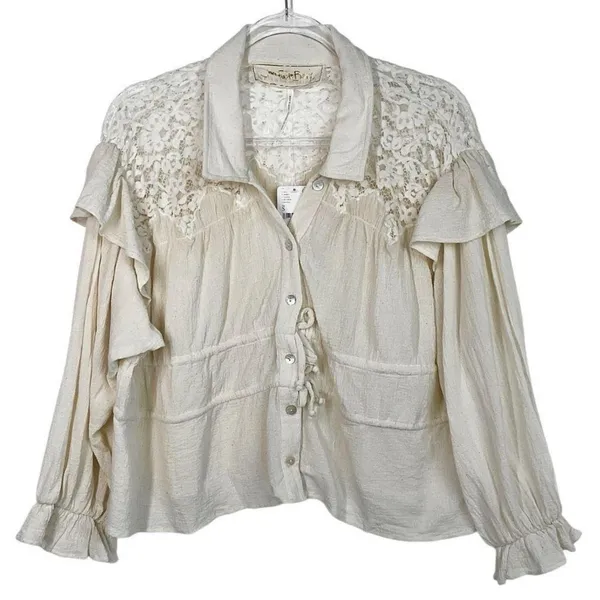 Jen’s Pirate Booty Natural Kiedis Peasant Boho Long Sleeve Top Small New - Image 7