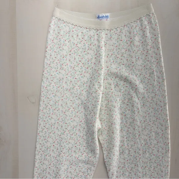 vtg 70s DUOFOLD floral layering leggings pants pajamas lounge ski snow warm 10 - Image 4