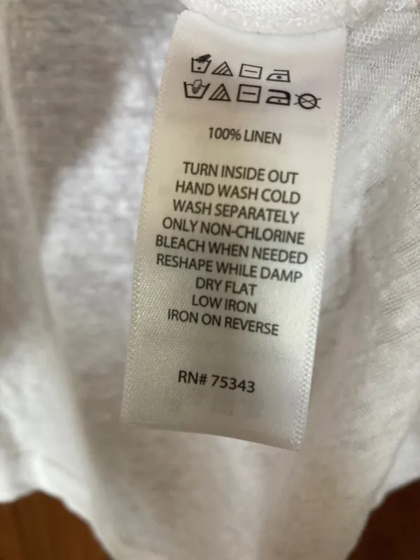 Tahari White Short-Sleeve Button Down Linen Collared V-neck Top Size L - Image 4