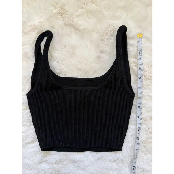 Babaton Black Ribbed Square-Neck Crop Tank - Image 2