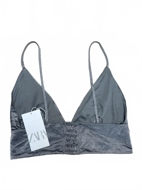 Zara Silver-Grey Strappy bralette top Size L NWT Y2K - Image 2