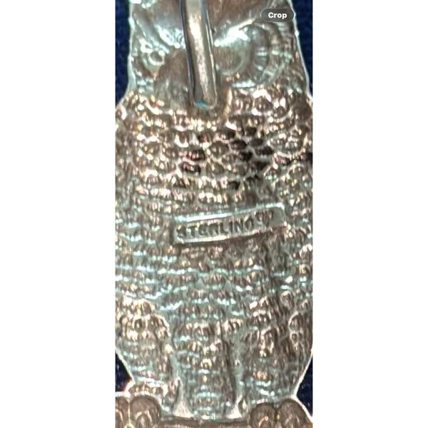 Vintage Sterling Silver Perched Owl Pendant Slide 1.5"x 1" Wisdom Luck - Image 7