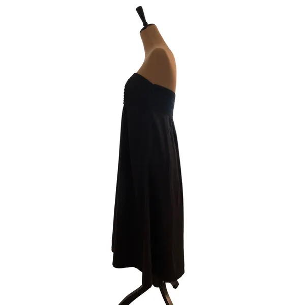 Banana Republic Womens Black 100% Silk Strapless Pleated Midi Dress Size 10 - Image 4