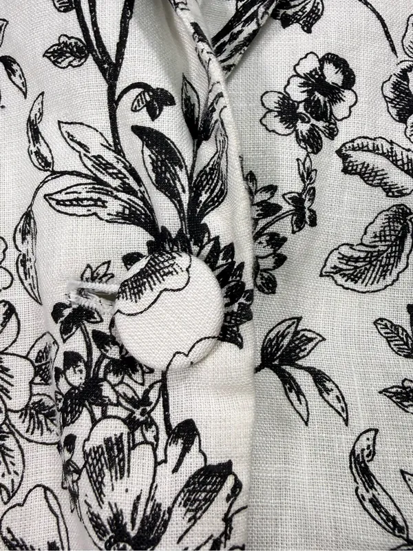 Joie 100% Linen White and Black Floral Blazer Size Medium - Image 6