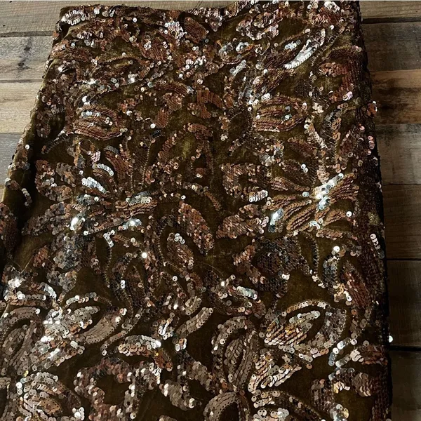 Flounce Gold Velvet Sequin Mini Dress Size 8‎ - Image 4
