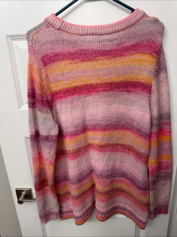 GAP Multicolor Pink Stripe Crewneck Sweater - Image 3