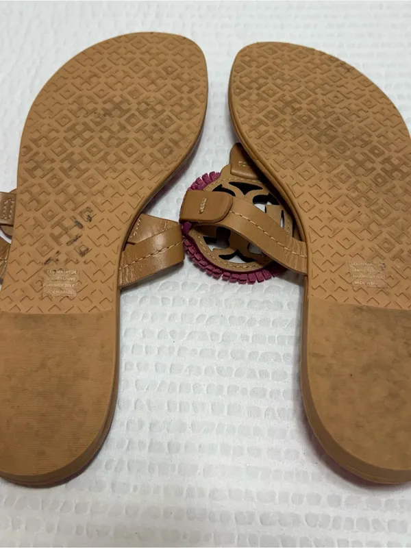 Tory Burch Hot Pink and Tan Miller Thong Sandals - Image 5