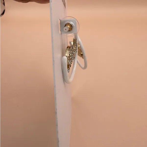 BaubleBar Bride White Enamel Pavé Crystal Script Hoop Earrings Wedding Jewelry‎ - Image 7