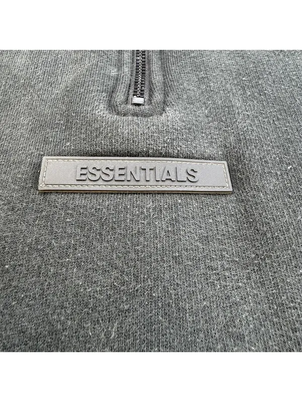 Fear Of God Essentials Quarter Zip Sweatshirt Faded Black Women Cropped Boxy Fit - Image 4