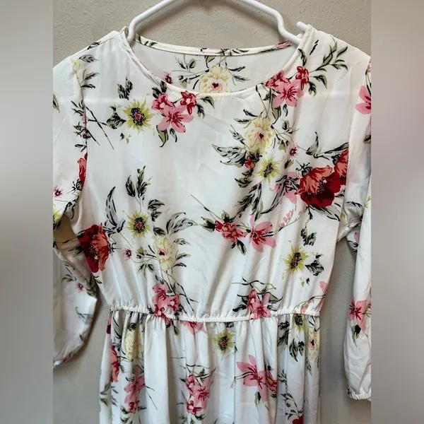 White Floral Maxi Dress Cottagecore Romantic Bridal Shower Spring M - Image 9