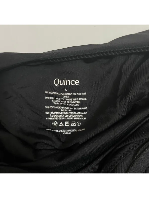 New Quince Italian Underwire One Piece Womens Swimsuit Black White Size Large - Image 3