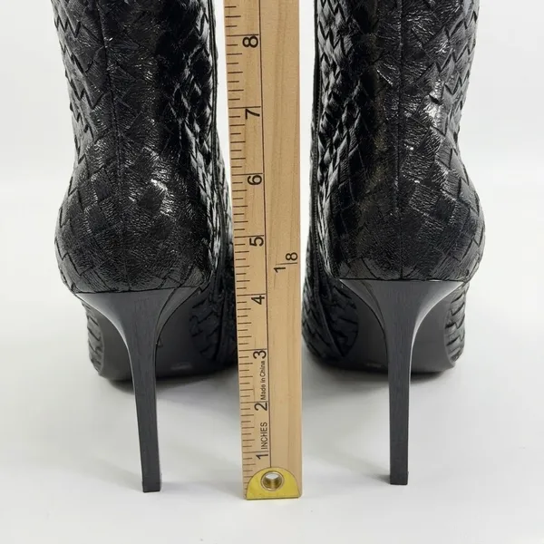 INC International Concepts Size-10M Black Woven High Stiletto Boots Pointed Toe - Image 5