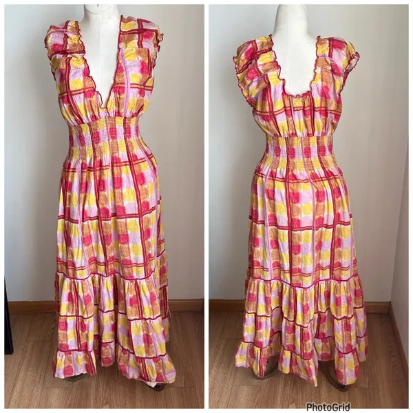 Anthropologie Ro’s Garden Hilda V Neck Dress Medium - Image 2