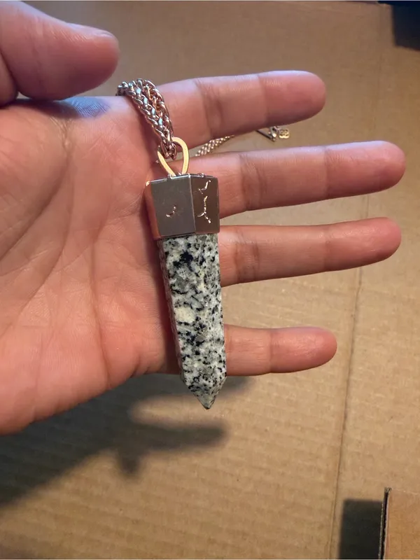 Retired Kendra Scott Jayce Rose Gold Dalmatian Jasper Long Necklace - Image 3