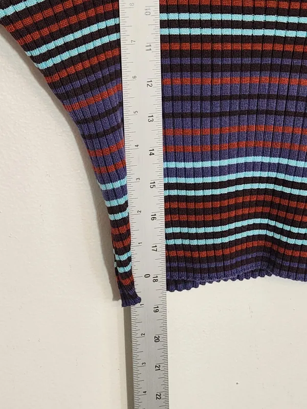 Madden NYC Multicolor Striped Ribbed Knit Crop Top Size Large - Image 7