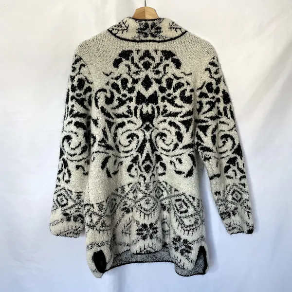 Coldwater Creek wool blend white black long quarter zip knit sweater women's 1X - Image 6