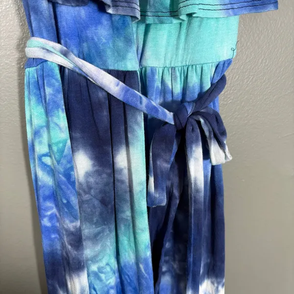Pink Blush NWT Women's Blue Tie Dye Boho Peasant Sundress - Size Large - Hippie - Image 4