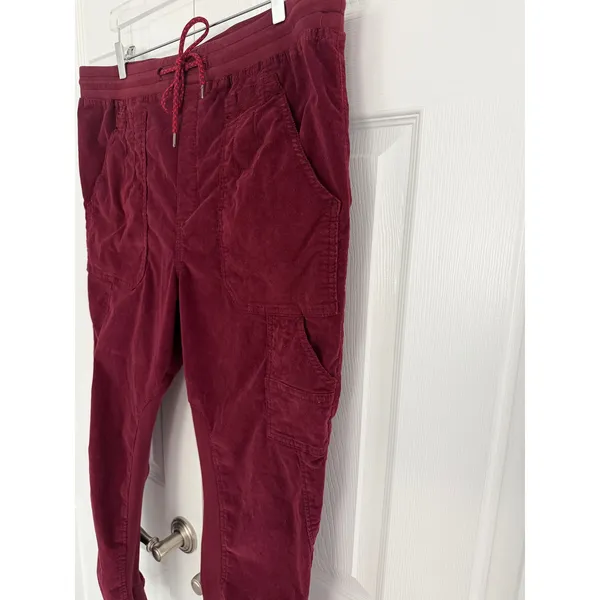 Anthropologie Leigh Corduroy Cargo Jogger Pants Burgundy Maroon Utility - Image 5
