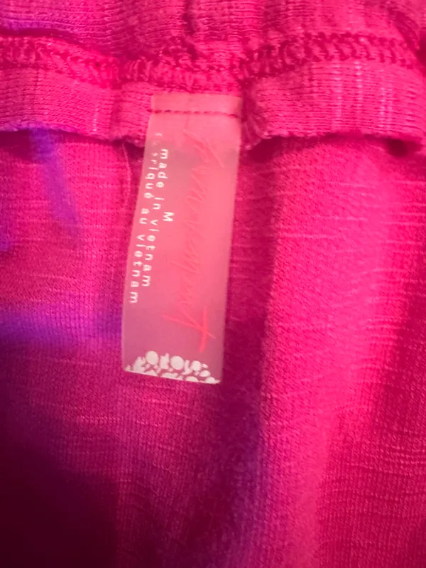 Free People Hot Pink Cropped Wide Leg Surfside Jogger Pants - Size Medium - Image 4