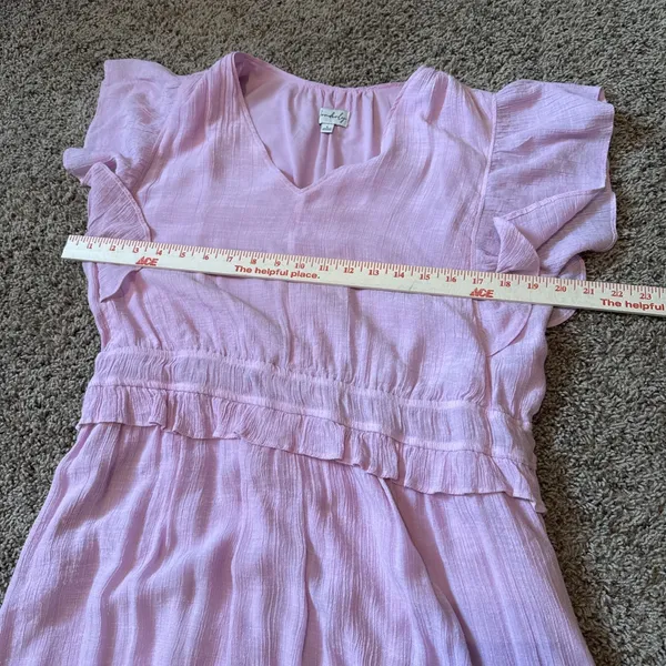Wonderly Women's Pink Tiered Midi Dress Size Large - Image 5