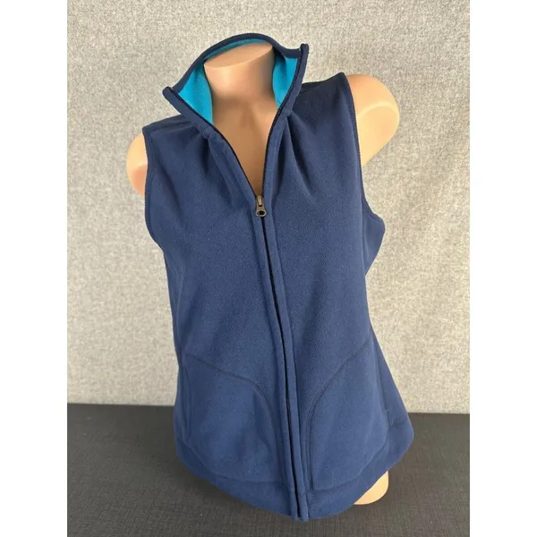 Old Navy Large Vest Sleeveless Fleece Blue Womens 2009 Full Zip Top Mock‎ Neck - Image 8
