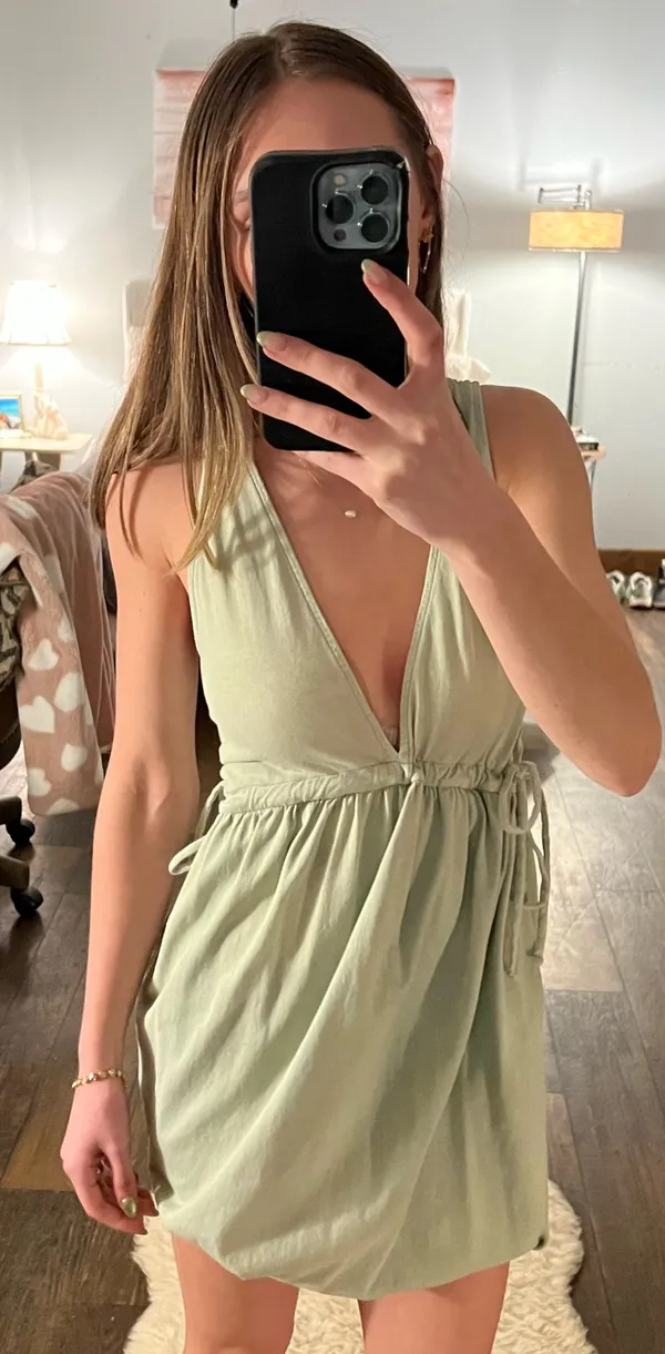 Target Sage green drawstring dress - Image 3