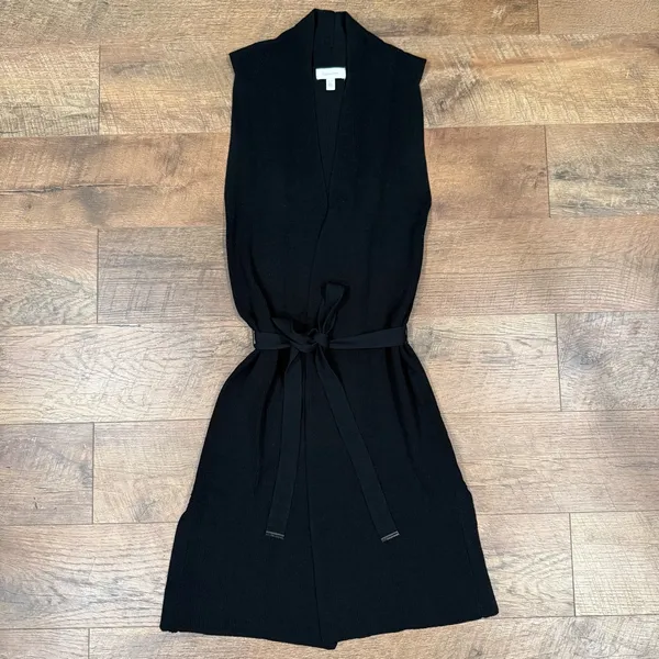 Calvin Klein Black Belted Sleeveless Cardigan Belted Duster - Image 6