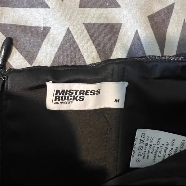 Mistress Rocks LA Black Tan Lace Satin Sleeveless Cropped Bustier Top Size‎ M - Image 8