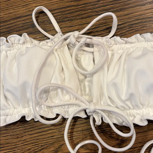 Zaful NWOT White Bikini Set with Tie Details, size 6 - Image 2